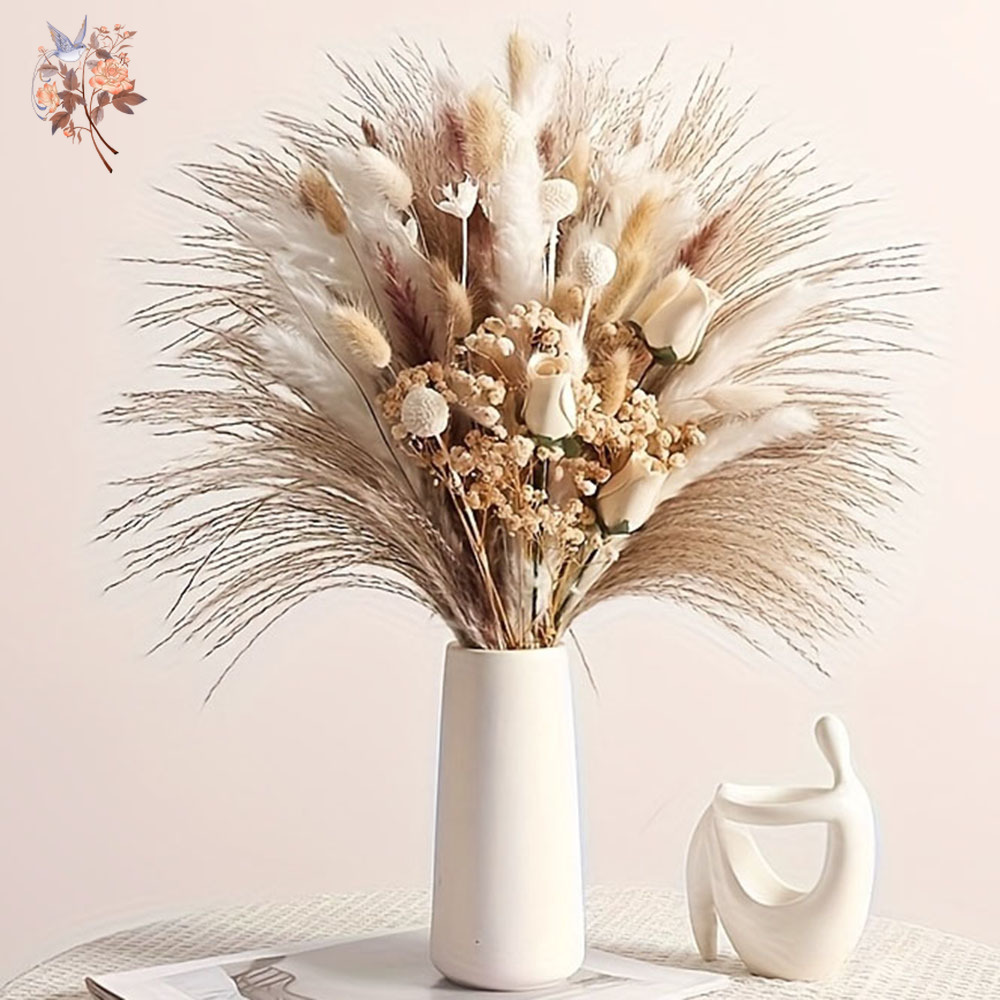 Flower Girl Basket - 80 Adet Yapay Kurutulmuş Çiçek Buketi,