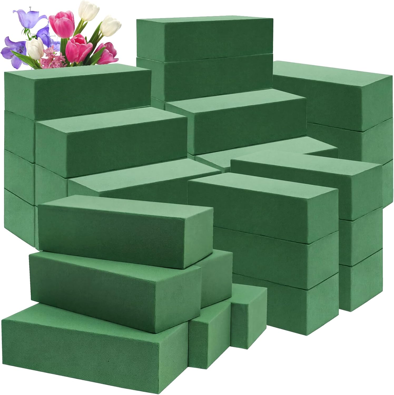 Wedding Floral Supply - 72 Adet Çiçek Süngeri Blokları, Yeşil