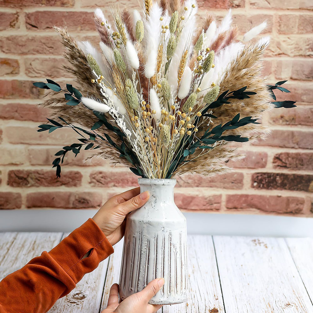 Wedding Floral Supply - 100 adet Kurutulmuş Pampas Çimi Buketi