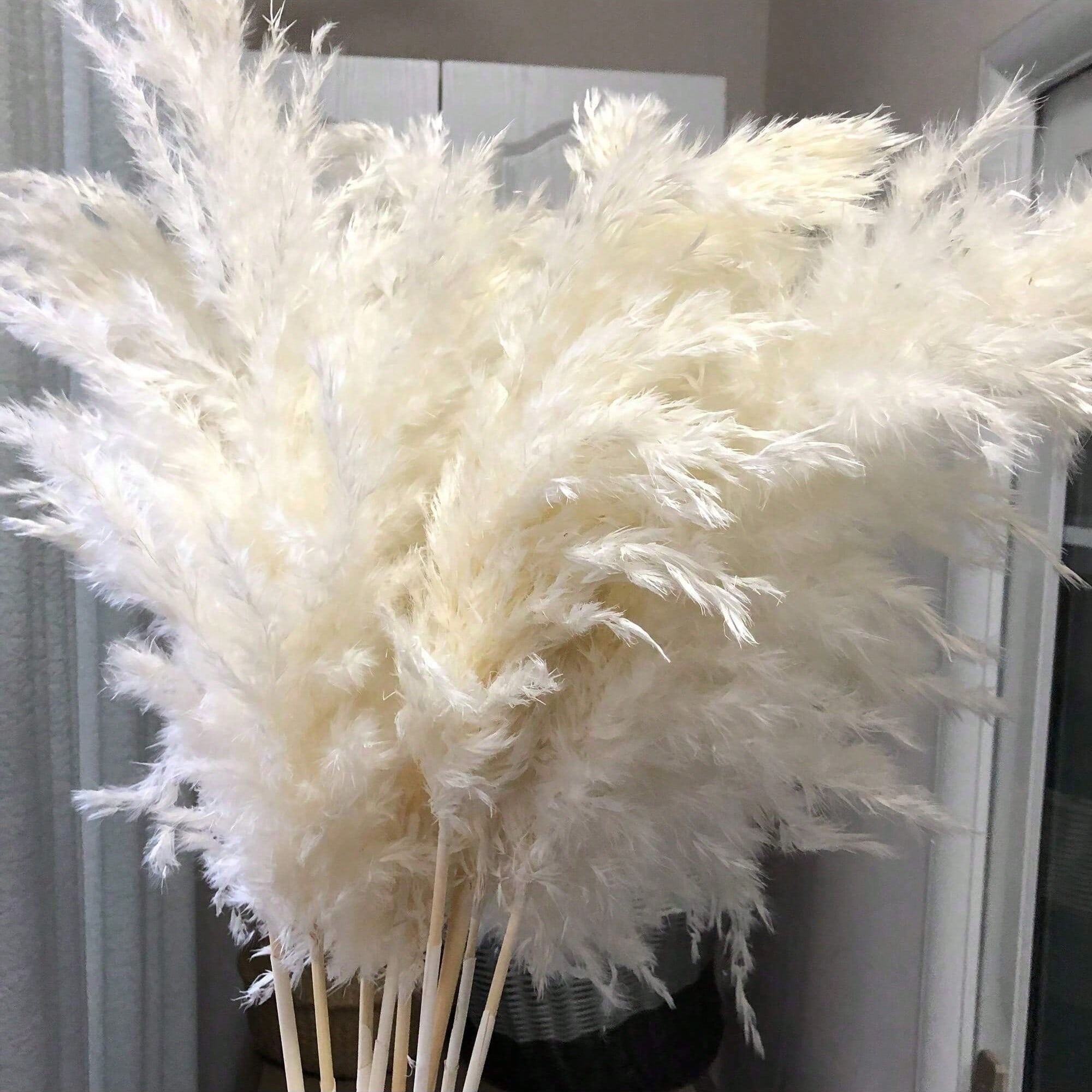Flower Girl Basket - 10/20/30 adet Beyaz Yapay Pampas Çim