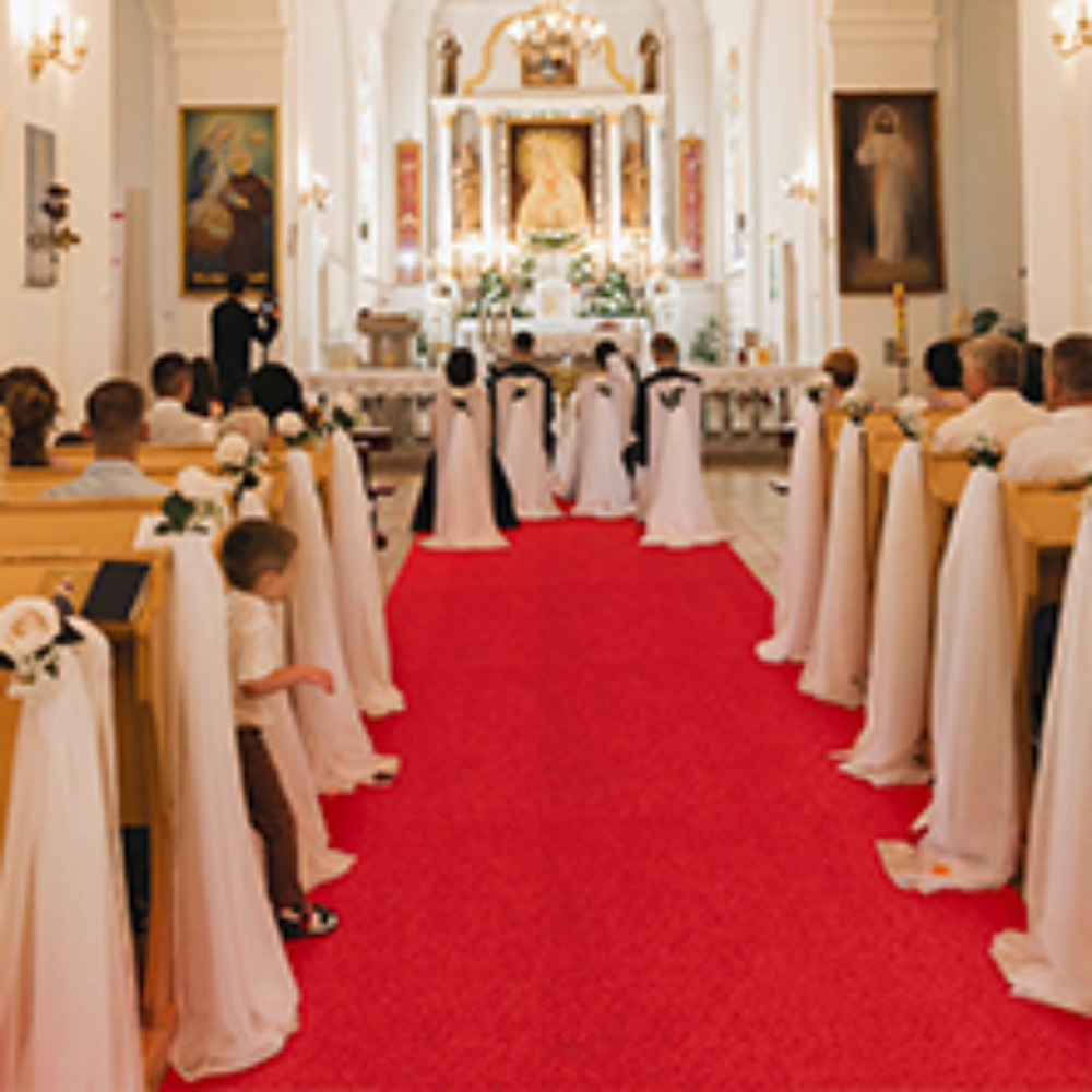 Aisle Runner White - Zarif Düğün Yolu Halısı Kaymaz Beyaz